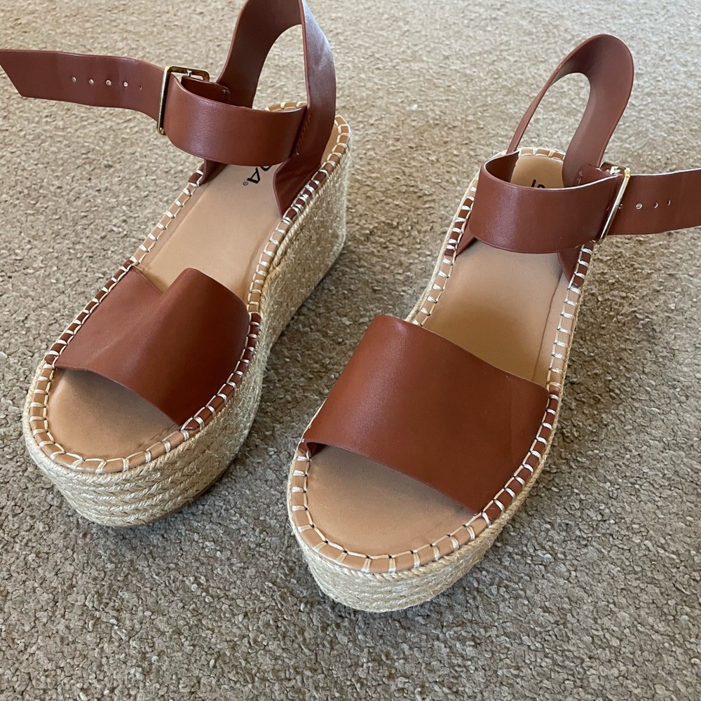 Brown Leather wedge sandals size 8.5 Women’s